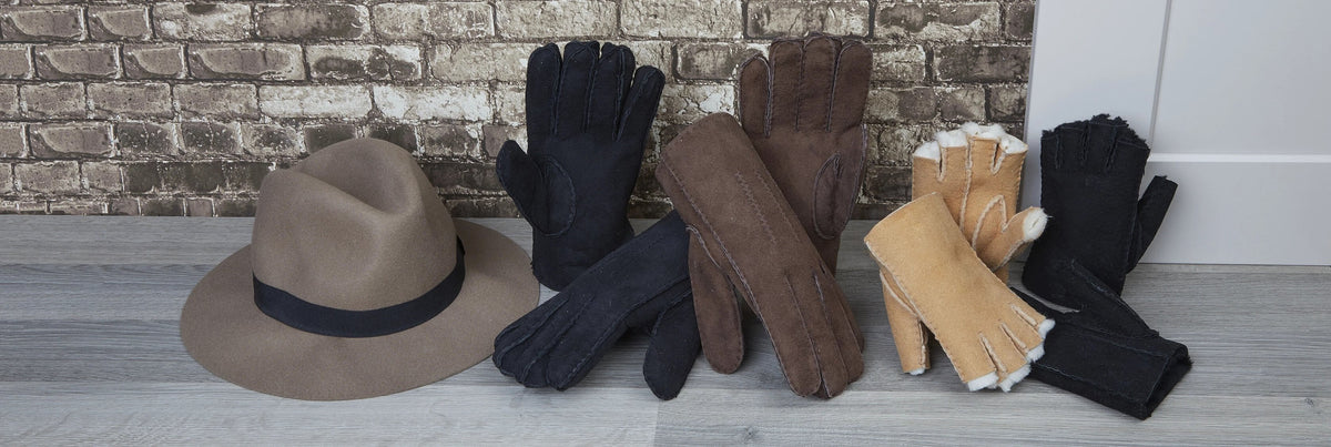 Somerset British Sheepskin Fingerless Gloves for Men in Black and Brown  Nappa 