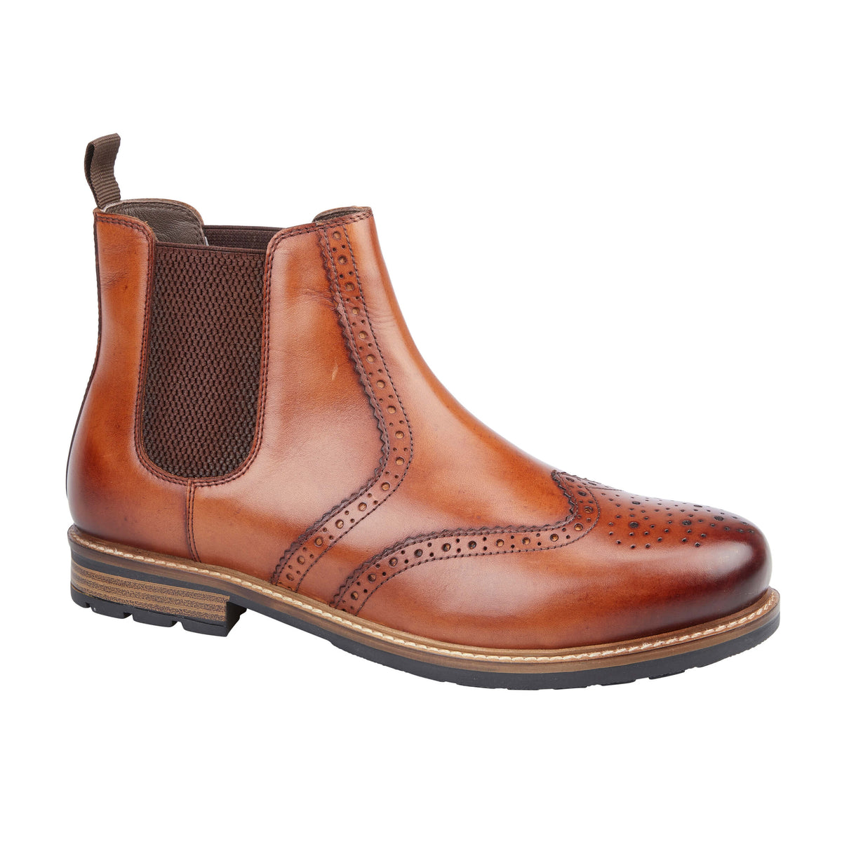 Mens tan shop brogue chelsea boots