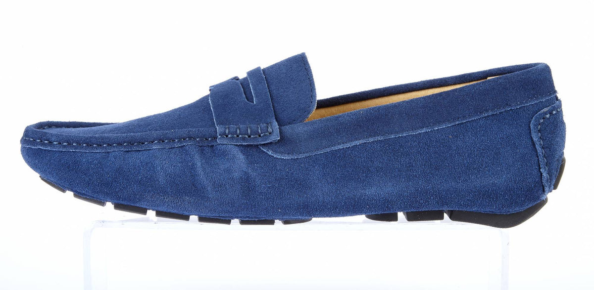 Navy Suede Loafers Mens Blue Driving Loafers Draper of Glastonbury